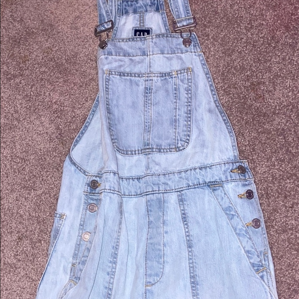 Gap light denim cropped overalls